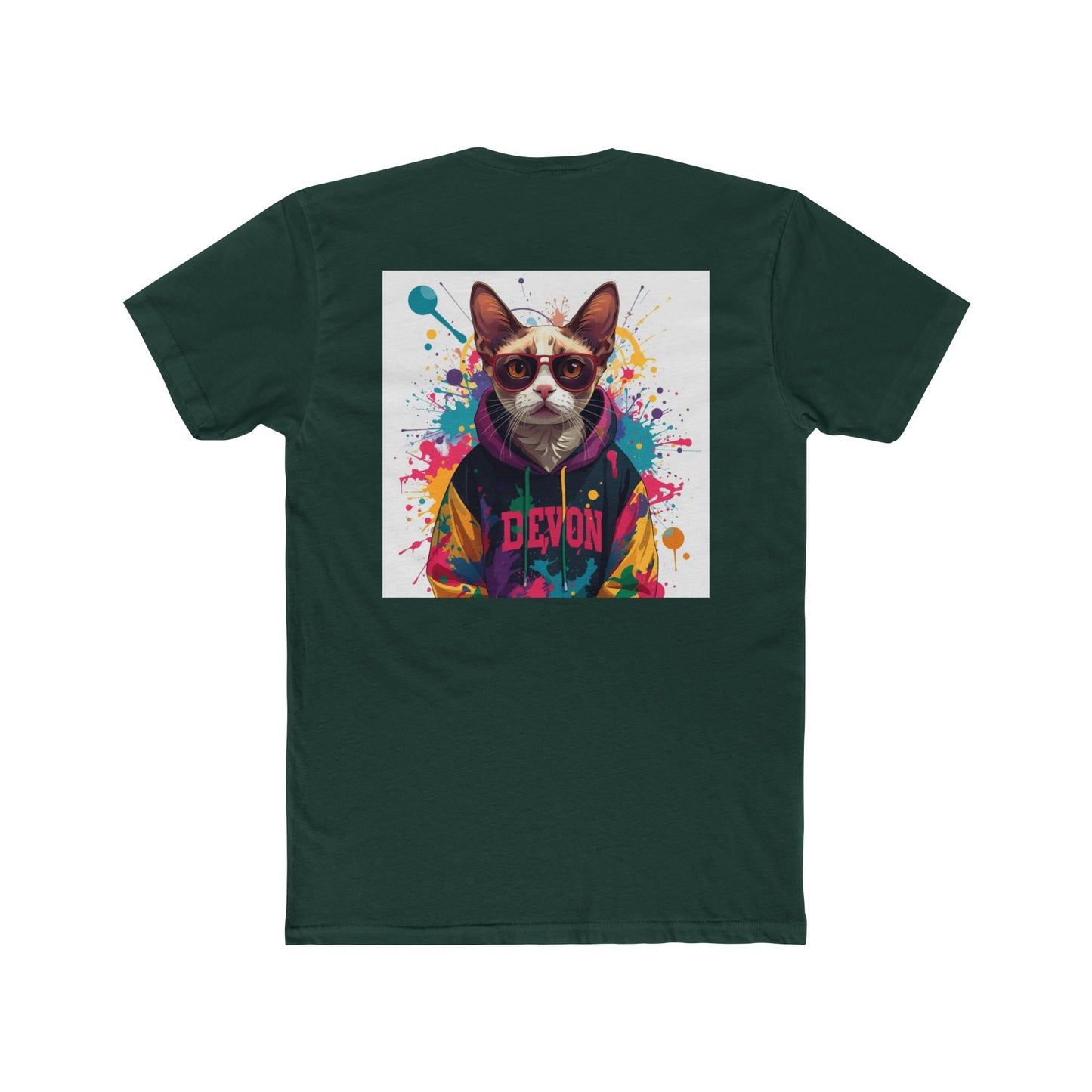 Cat Portrait Tee — Colorful Streetwear Cat Graphic Shirt (Back Print)