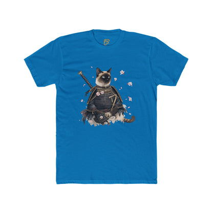Samurai Cat Graphic Tee — Cute Warrior Cat T-Shirt with Sword & Cherry Blossoms