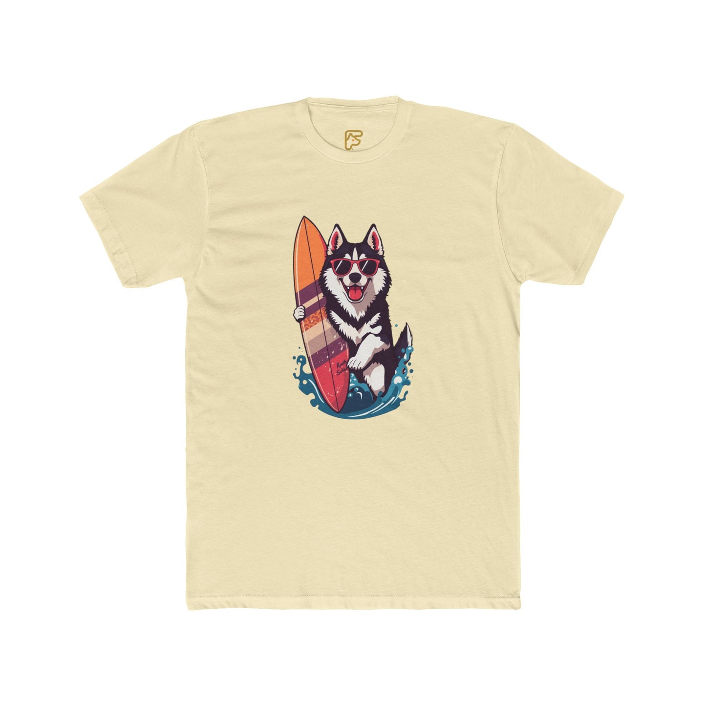 Surfing Husky Graphic Tee — Cute Dog Surfboard T-Shirt