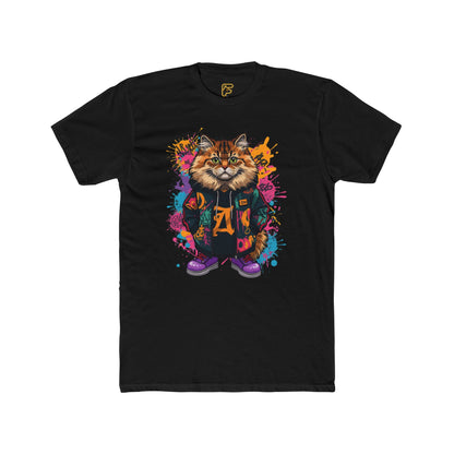 Street Style Cat Graphic Tee — Colorful Urban Cat Print T-Shirt