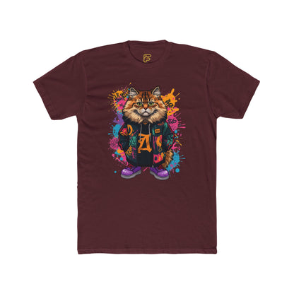 Street Style Cat Graphic Tee — Colorful Urban Cat Print T-Shirt
