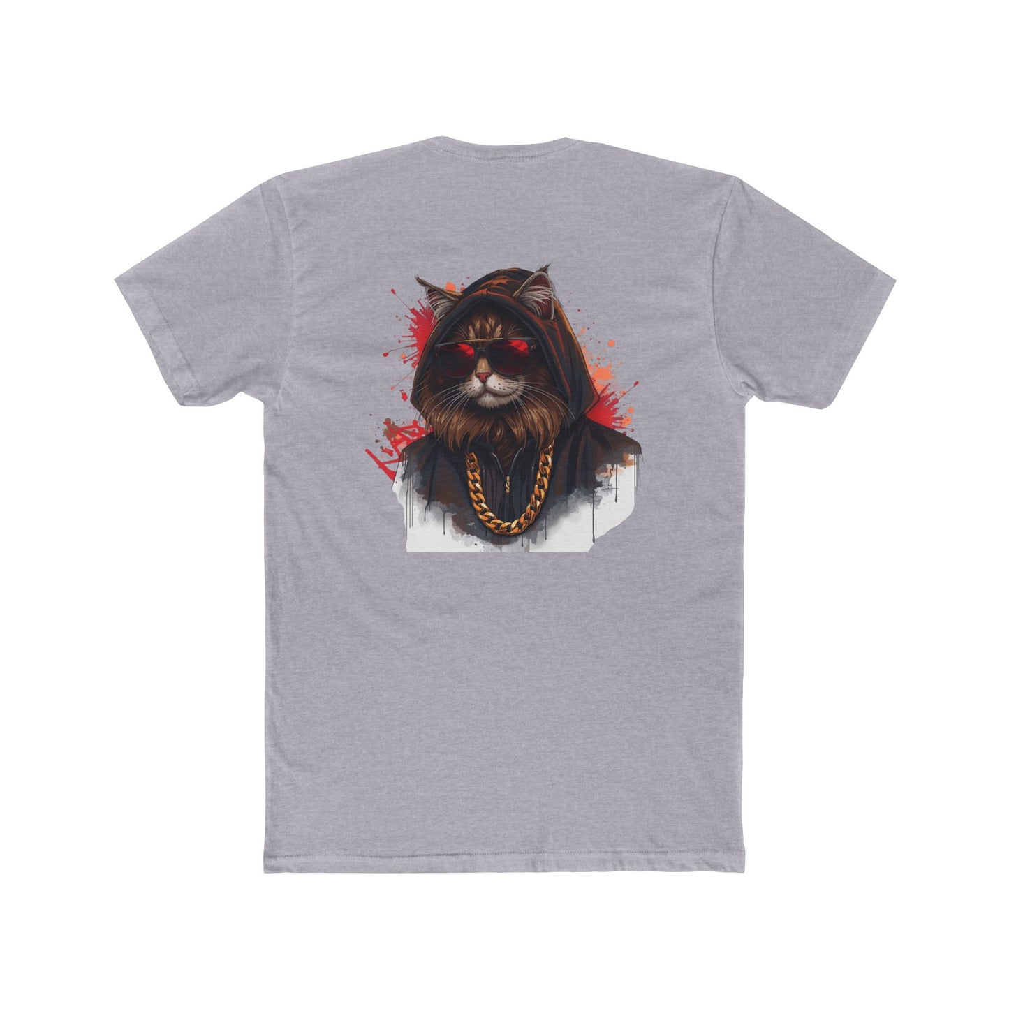 Cat Portrait Tee — Urban Streetwear Cat with Gold Chain Graphic T-Shirt
