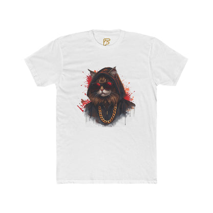 Cat Gangster T‑Shirt — Hooded Cat with Gold Chain Graphic Tee