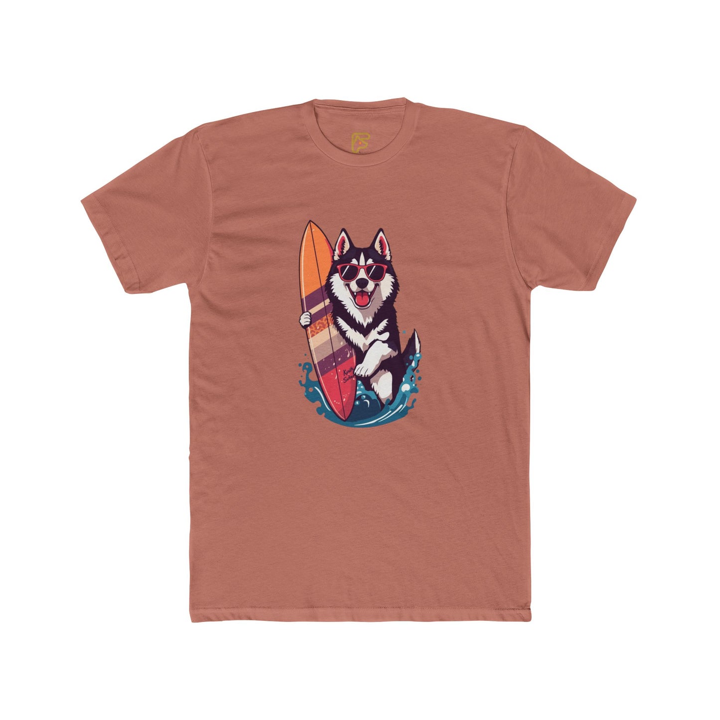 Surfing Husky Graphic Tee — Cute Dog Surfboard T-Shirt