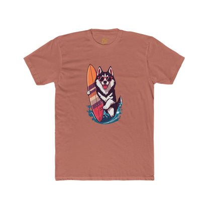 Surfing Husky Graphic Tee — Cute Dog Surfboard T-Shirt