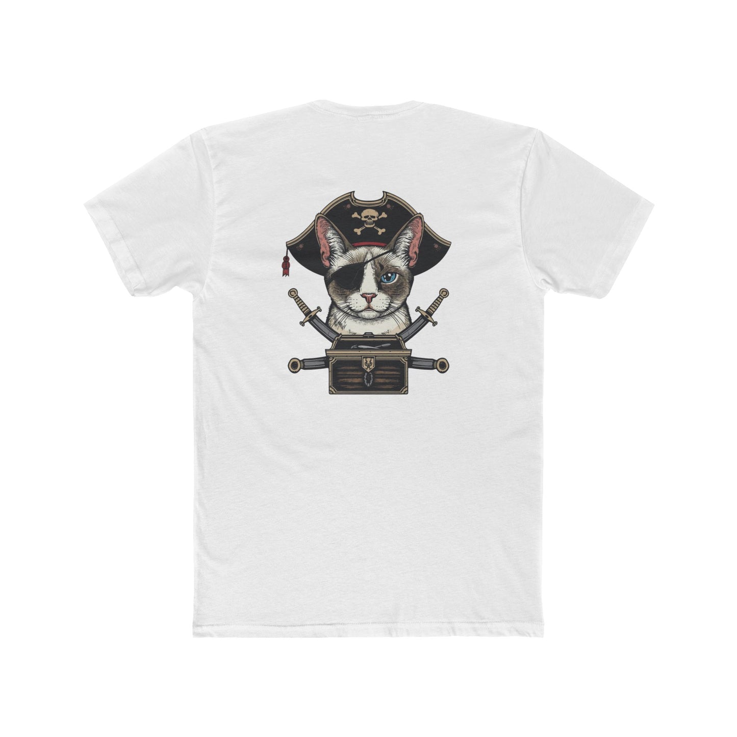 Pirate Cat Graphic Tee — Novelty Cat Pirate Skull & Crossed Cutlasses T-Shirt