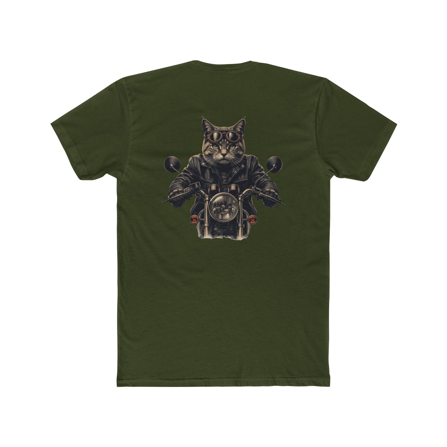Biker Cat T‑Shirt — Motorcycle Riding Cat Graphic Tee