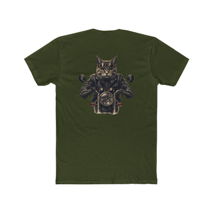 Biker Cat T‑Shirt — Motorcycle Riding Cat Graphic Tee