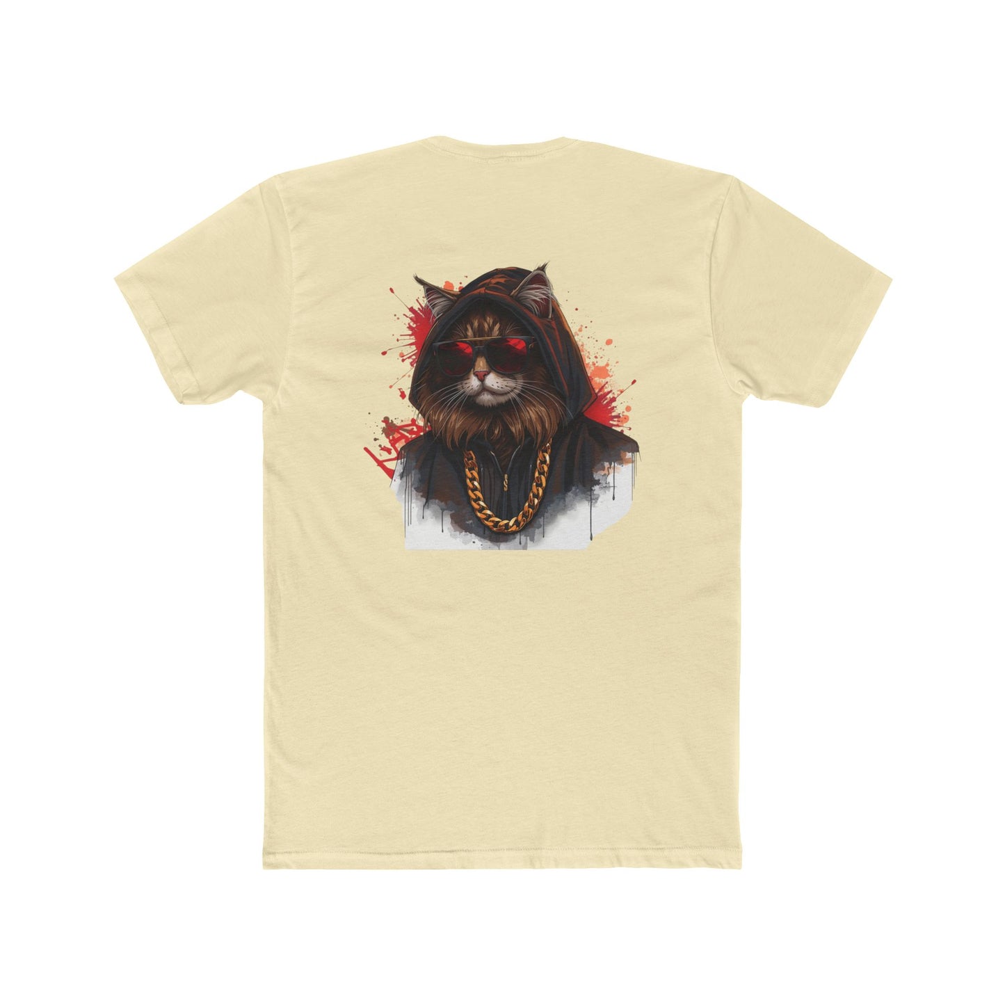 Cat Portrait Tee — Urban Streetwear Cat with Gold Chain Graphic T-Shirt