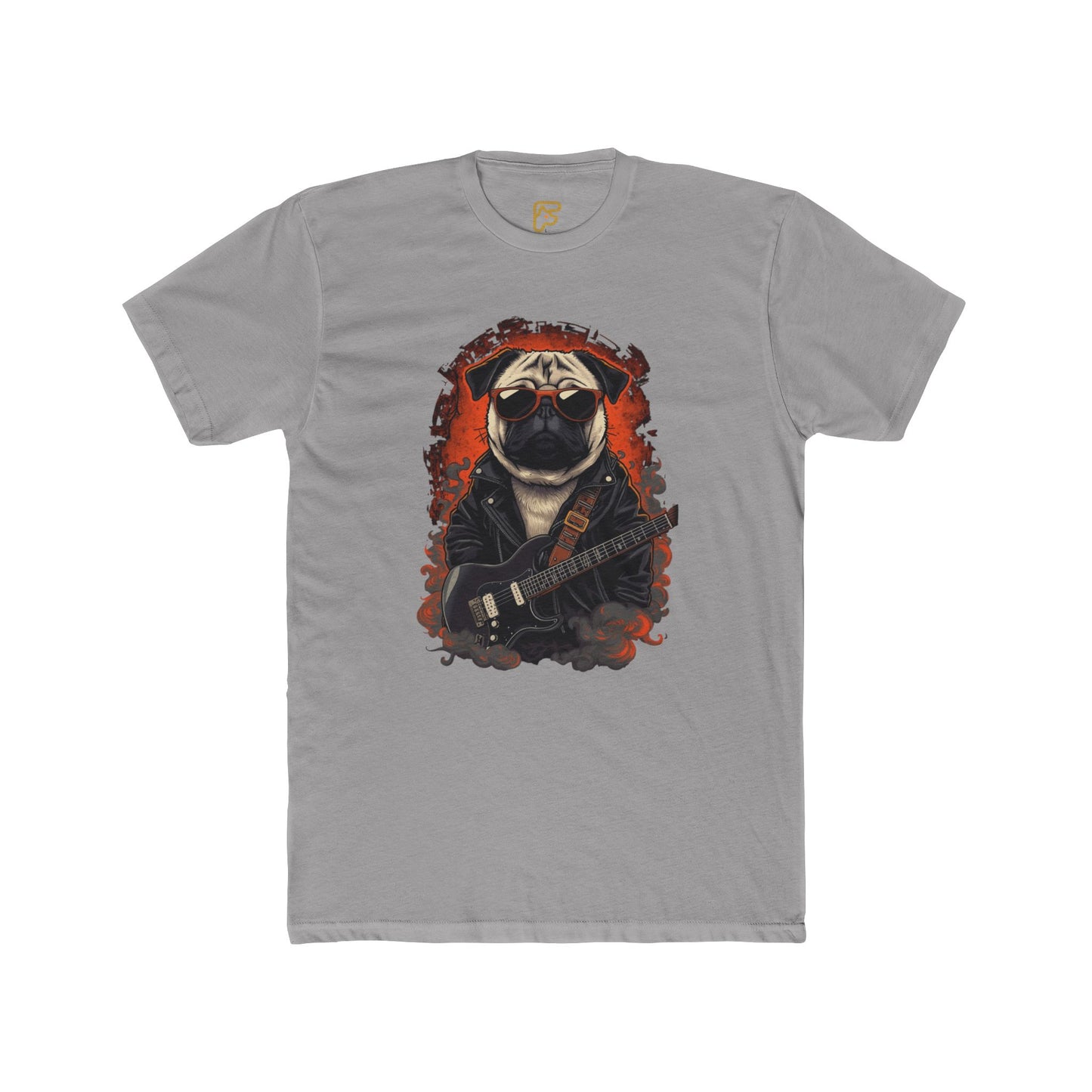 Pug Rocker Graphic Tee — Guitar-Playing Pug Band Shirt