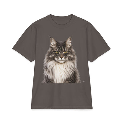 Maine Coon Portrait T‑Shirt — Realistic Cat Face Graphic Tee