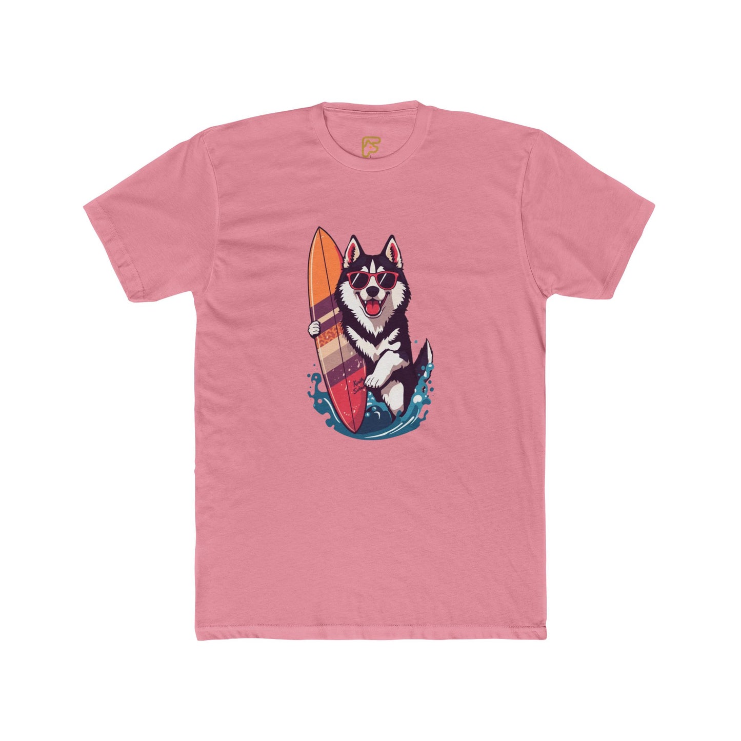 Surfing Husky Graphic Tee — Cute Dog Surfboard T-Shirt