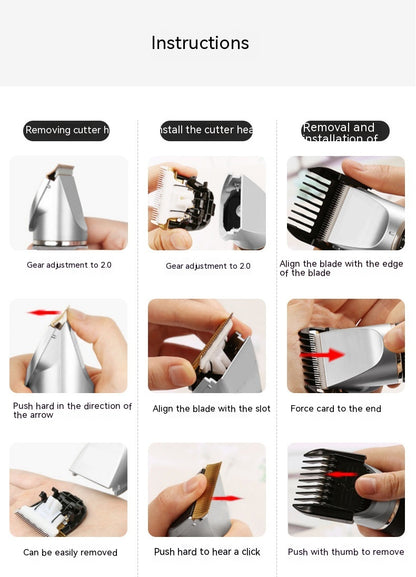 Electric Hair Clipper with LCD Display – Low Noise Pet Grooming Trimmer