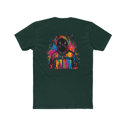 Cat Hoodie Art T‑Shirt — Colorful Black Cat Graphic Tee