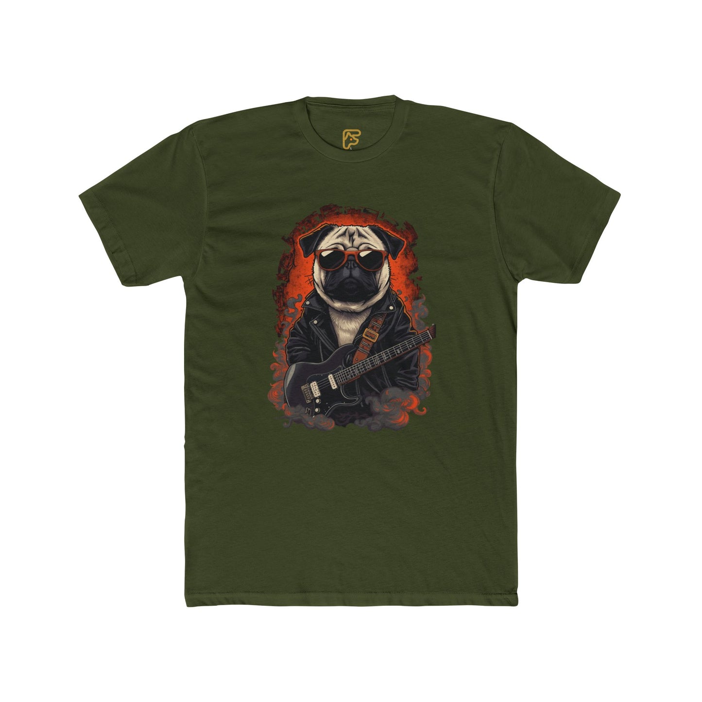 Pug Rocker Graphic Tee — Guitar-Playing Pug Band Shirt