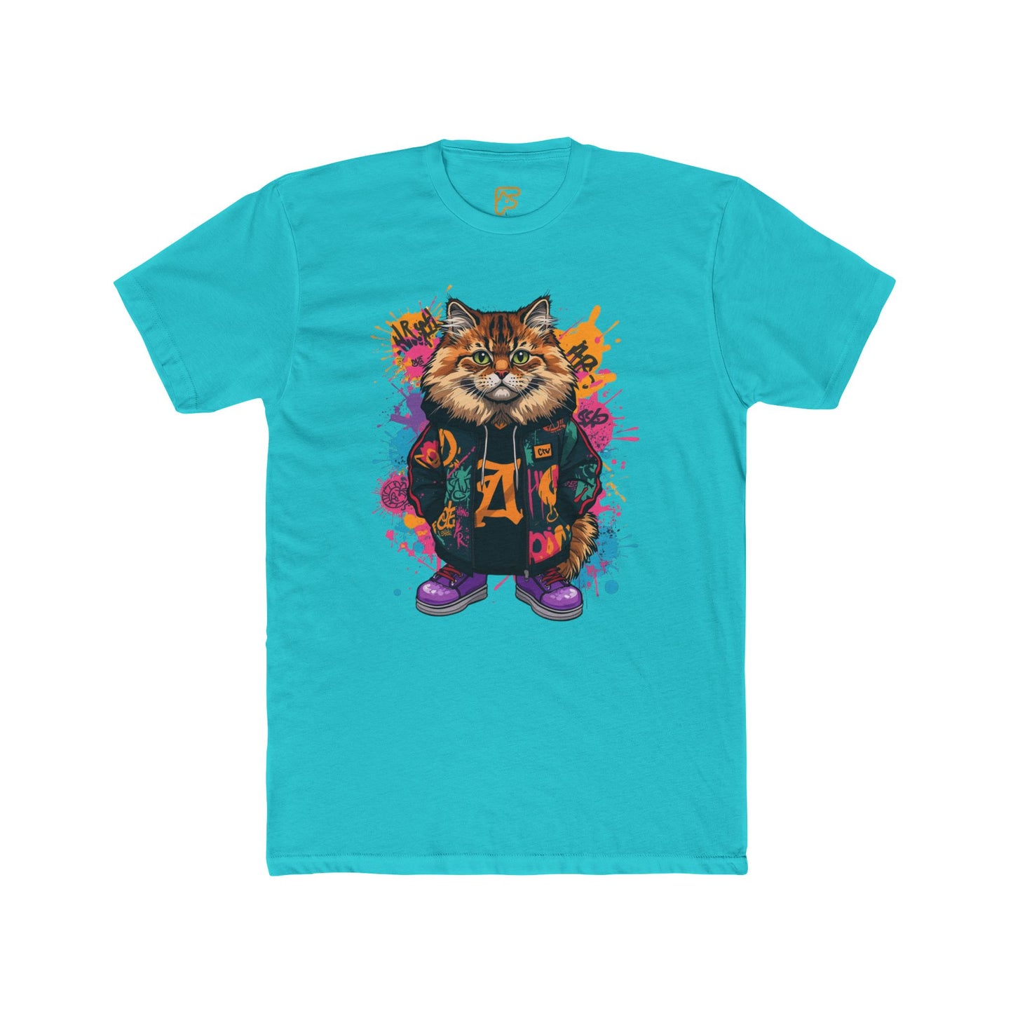 Street Style Cat Graphic Tee — Colorful Urban Cat Print T-Shirt