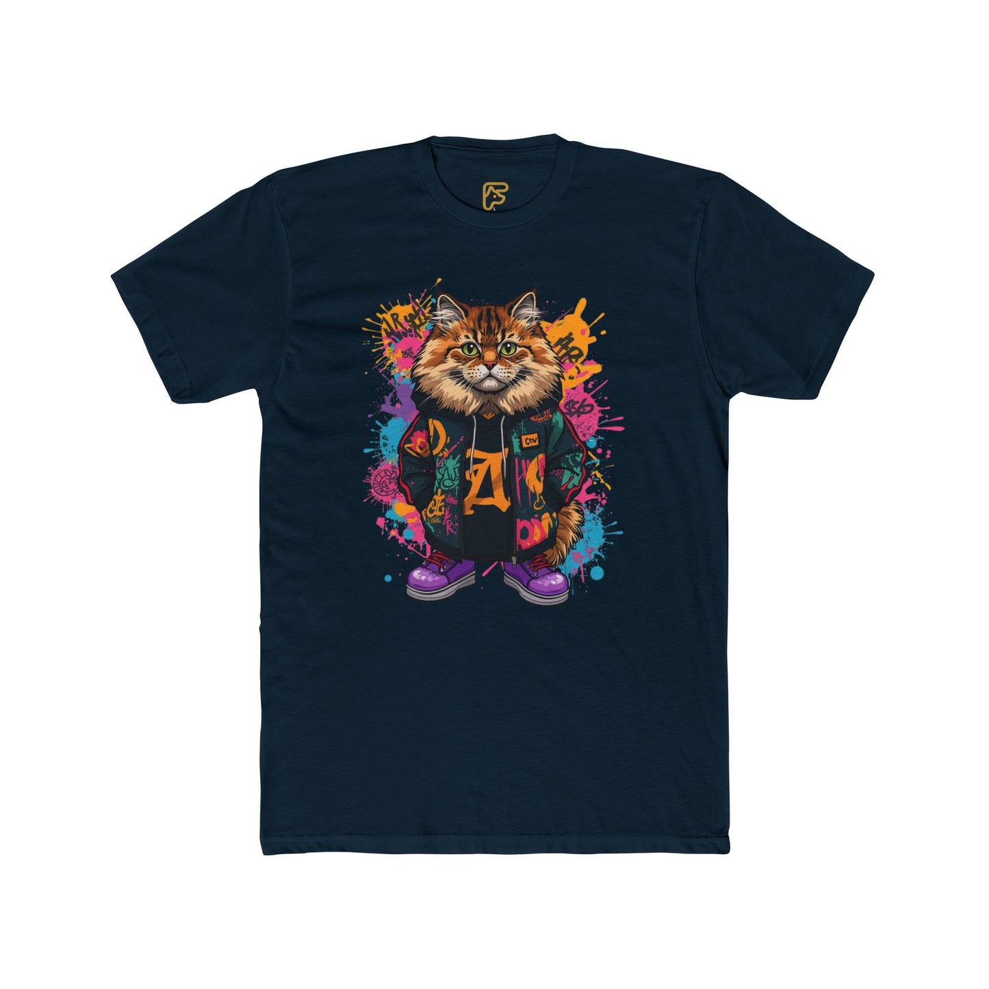Street Style Cat Graphic Tee — Colorful Urban Cat Print T-Shirt