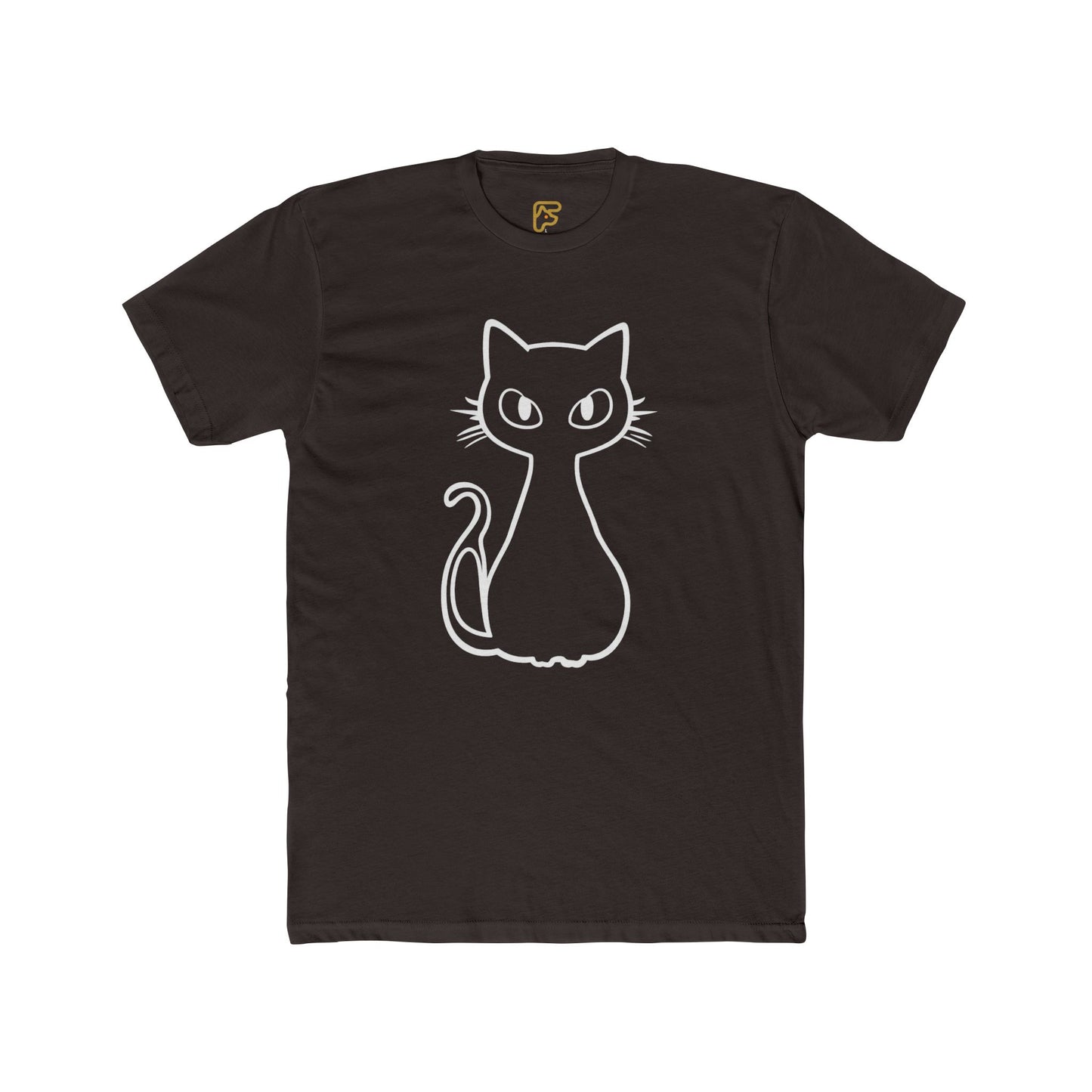 Minimal Outline Cat T-Shirt — Cute Line Art Kitty Tee