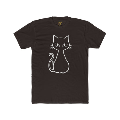 Minimal Outline Cat T-Shirt — Cute Line Art Kitty Tee