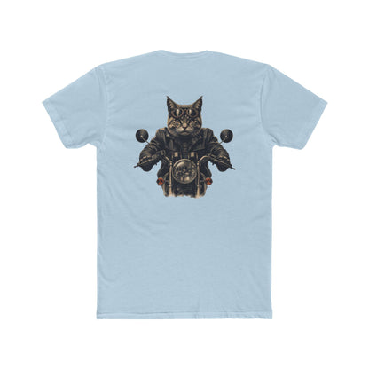 Biker Cat T‑Shirt — Motorcycle Riding Cat Graphic Tee