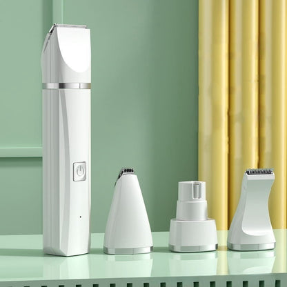 Multi-Blade Rechargeable Pet Trimmer – 4-in-1 Grooming Kit for Dogs & Cats, Quiet, Easy-to-Clean, USB Rechargeable