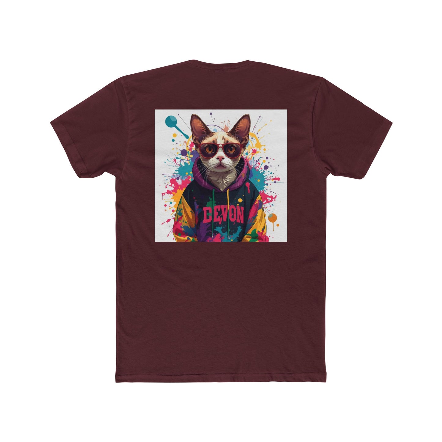 Cat Portrait Tee — Colorful Streetwear Cat Graphic Shirt (Back Print)