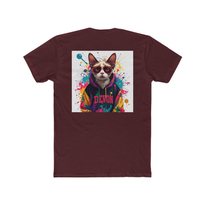 Cat Portrait Tee — Colorful Streetwear Cat Graphic Shirt (Back Print)