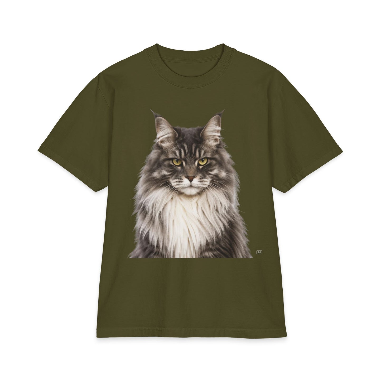 Maine Coon Portrait T‑Shirt — Realistic Cat Face Graphic Tee
