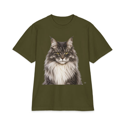 Maine Coon Portrait T‑Shirt — Realistic Cat Face Graphic Tee