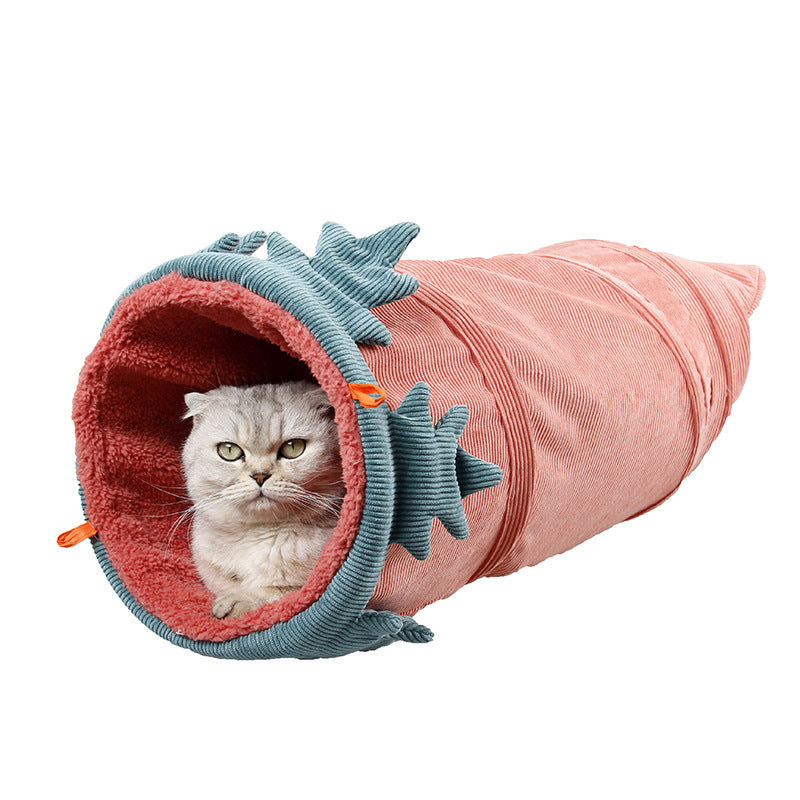 Fruit-Themed Foldable Cat Tunnel – Play Tube & Pet Nest for Cats & Small Pets