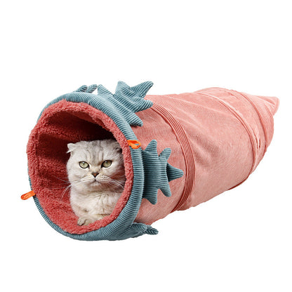 Fruit-Themed Foldable Cat Tunnel – Play Tube & Pet Nest for Cats & Small Pets