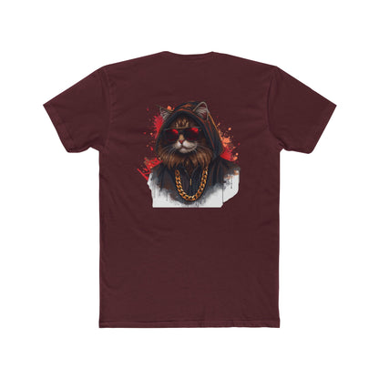 Cat Portrait Tee — Urban Streetwear Cat with Gold Chain Graphic T-Shirt