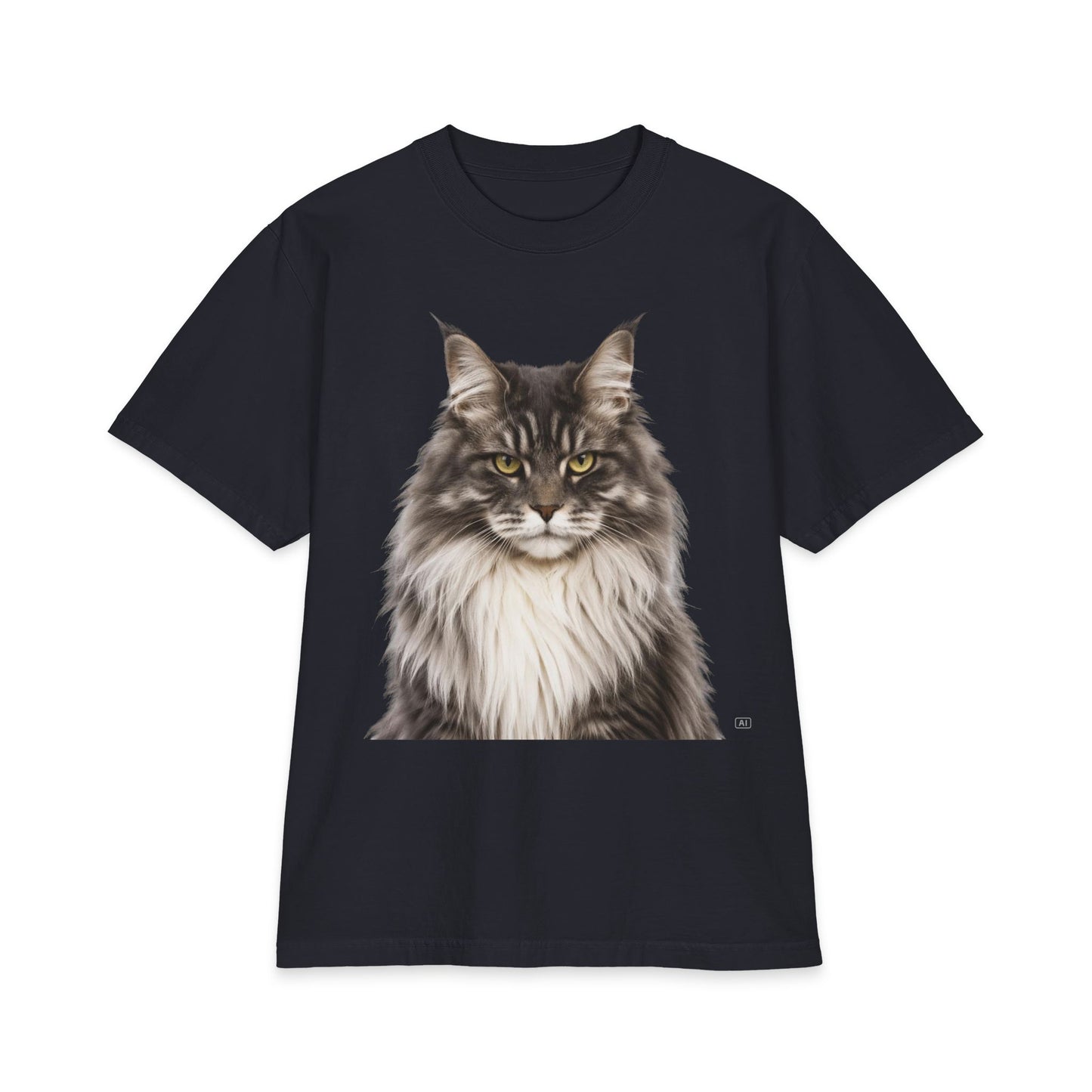 Maine Coon Portrait T‑Shirt — Realistic Cat Face Graphic Tee