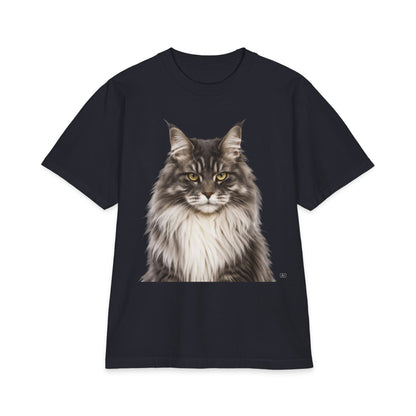 Maine Coon Portrait T‑Shirt — Realistic Cat Face Graphic Tee