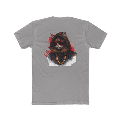 Cat Portrait Tee — Urban Streetwear Cat with Gold Chain Graphic T-Shirt