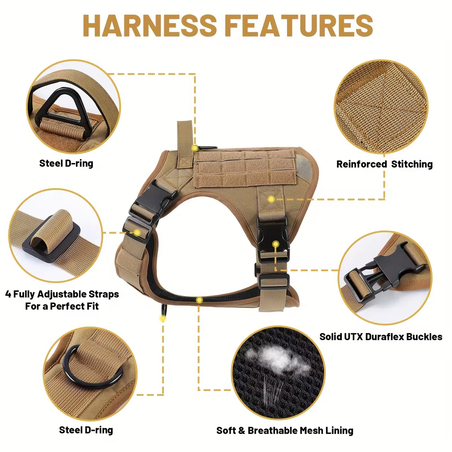 Adjustable Reflective Tactical Dog Harness – Heavy-Duty Service & Training Vest