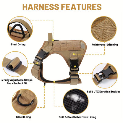 Adjustable Reflective Tactical Dog Harness – Heavy-Duty Service & Training Vest