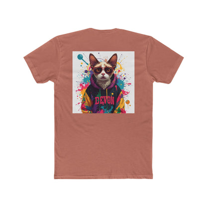 Cat Portrait Tee — Colorful Streetwear Cat Graphic Shirt (Back Print)