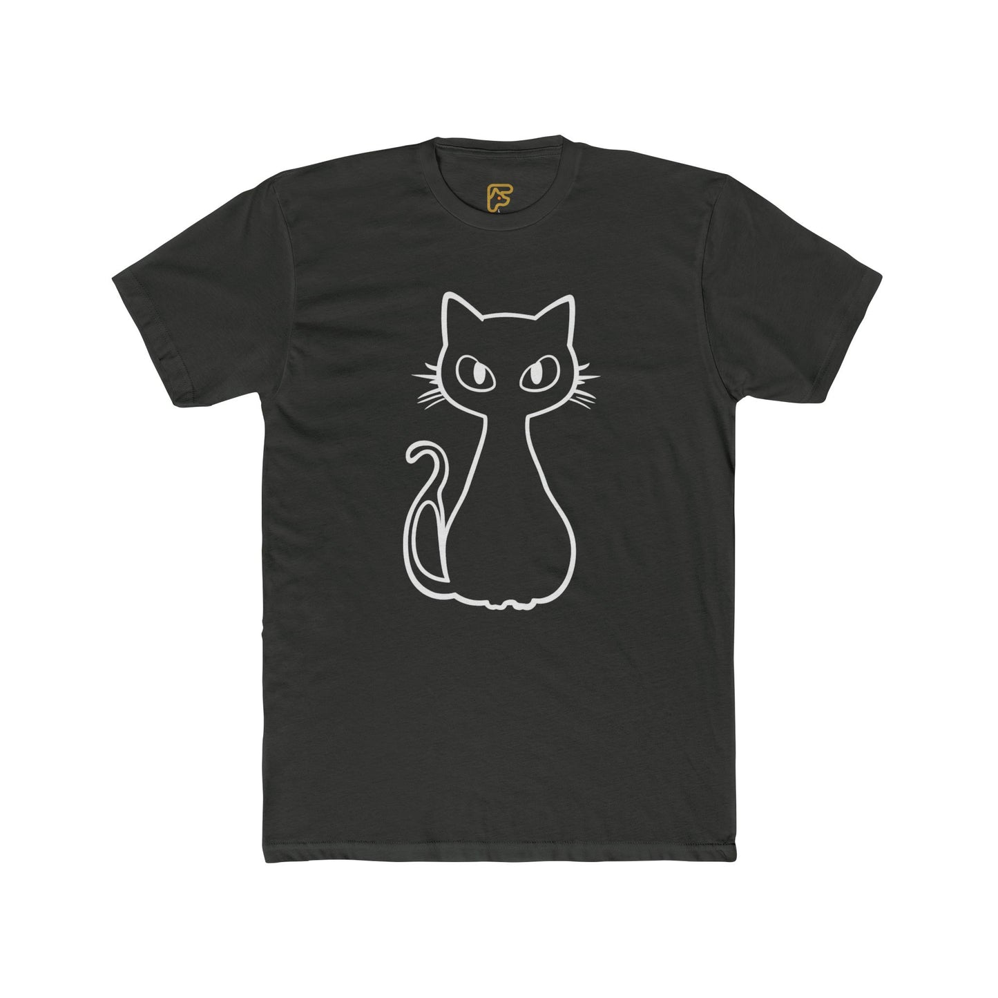 Minimal Outline Cat T-Shirt — Cute Line Art Kitty Tee