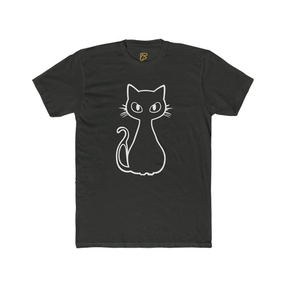 Minimal Outline Cat T-Shirt — Cute Line Art Kitty Tee
