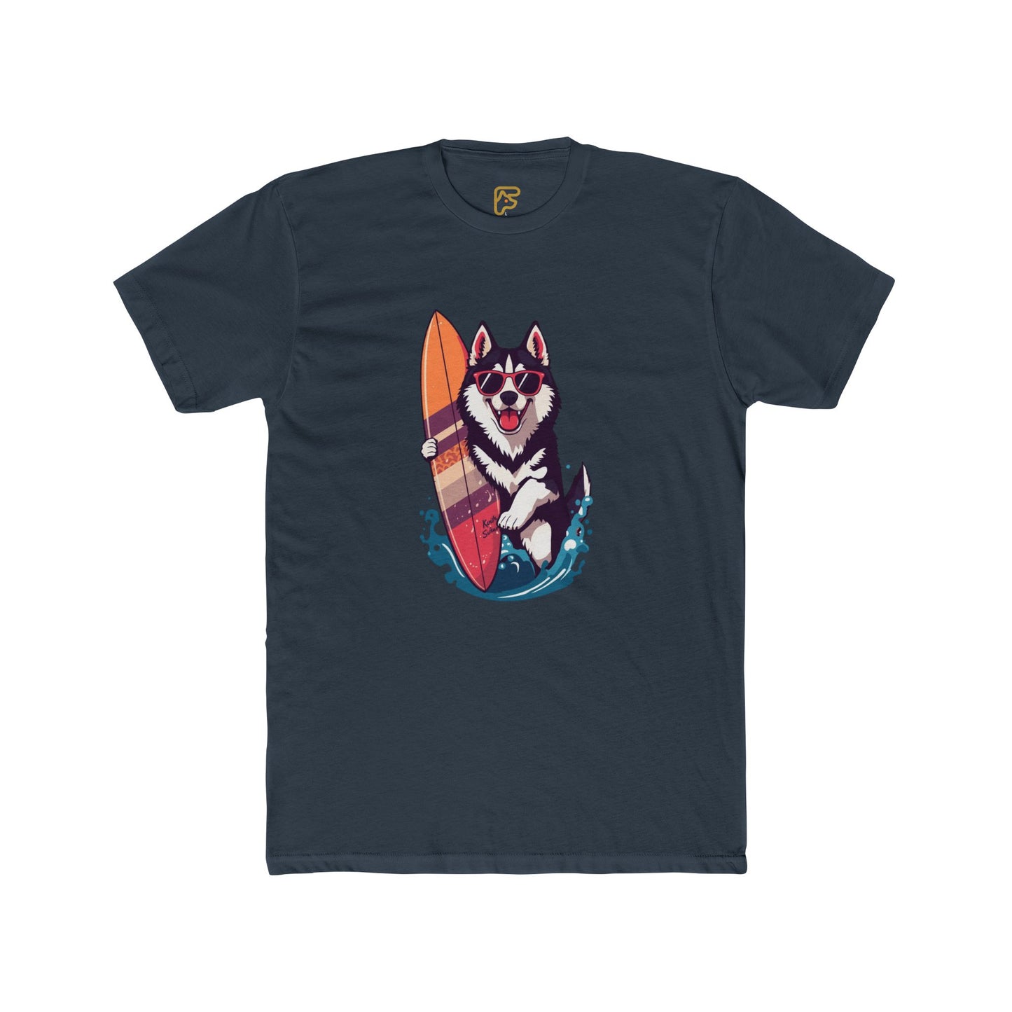 Surfing Husky Graphic Tee — Cute Dog Surfboard T-Shirt