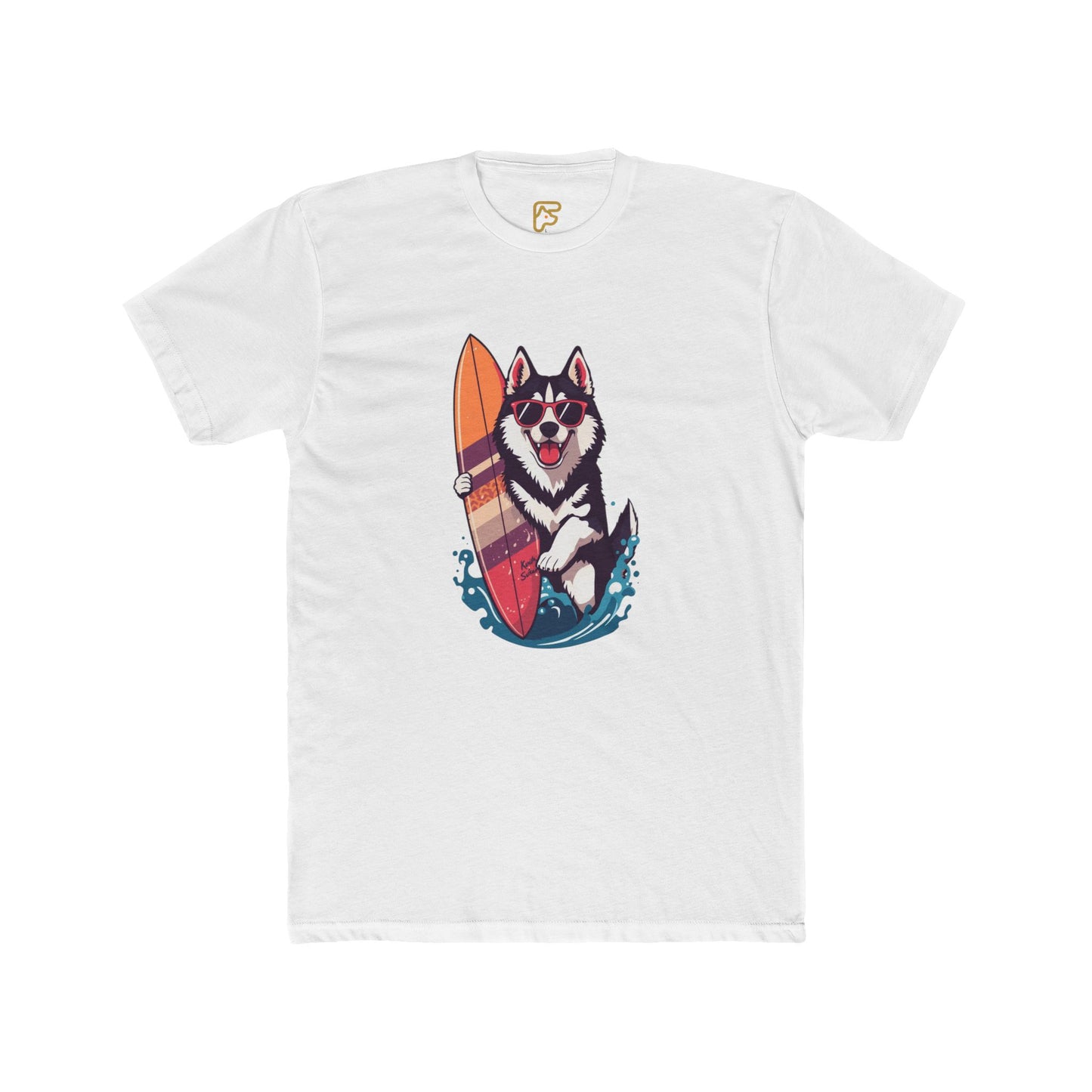 Surfing Husky Graphic Tee — Cute Dog Surfboard T-Shirt