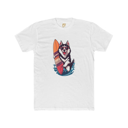 Surfing Husky Graphic Tee — Cute Dog Surfboard T-Shirt
