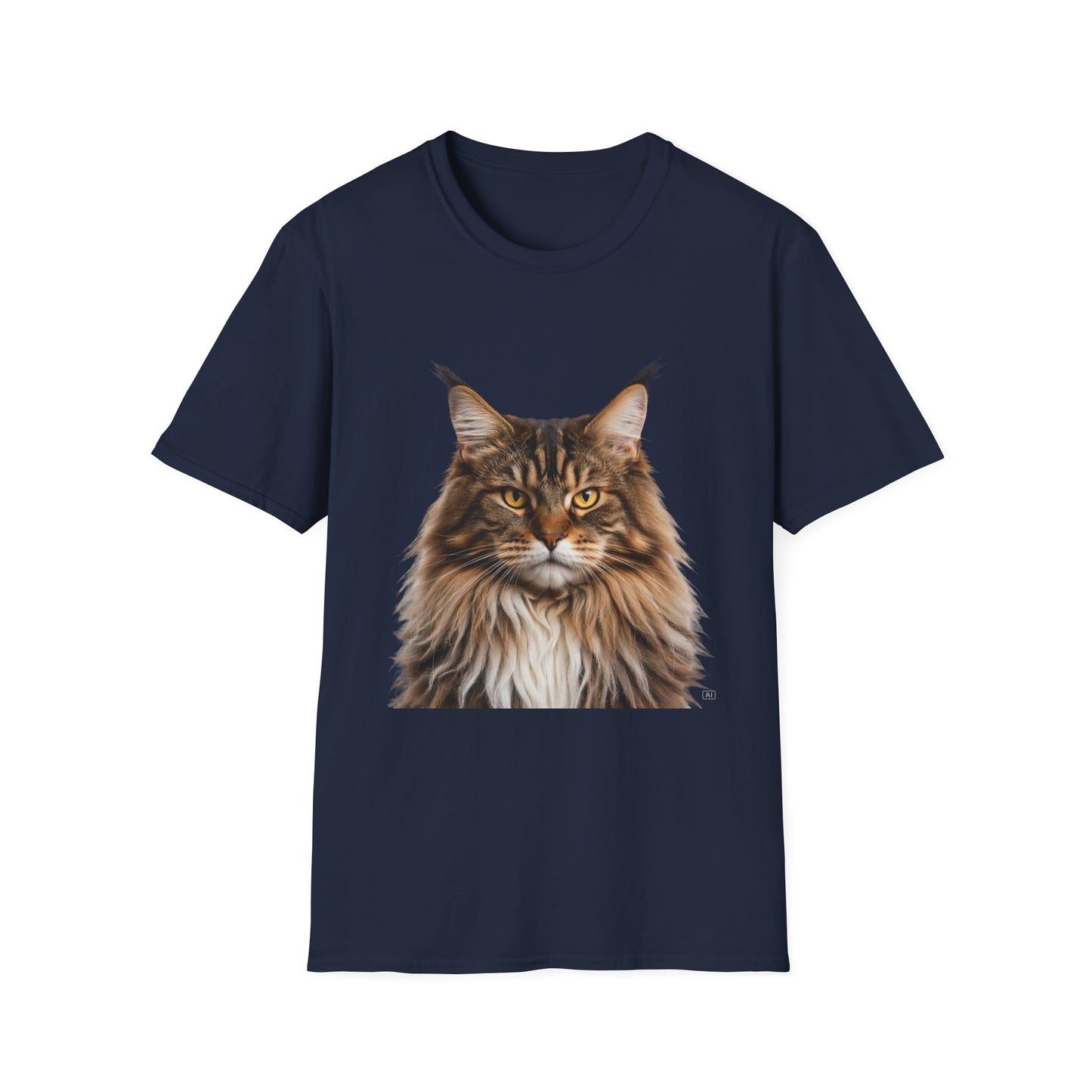 Maine Coon Cat Portrait T-Shirt — Realistic Brown Tabby Cat Tee