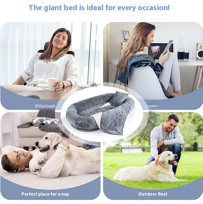 Washable Large Dog Bed for Human and Adult Dogs – Removable Cover Kennel Cushion, Soft Pet Sleeping Mat