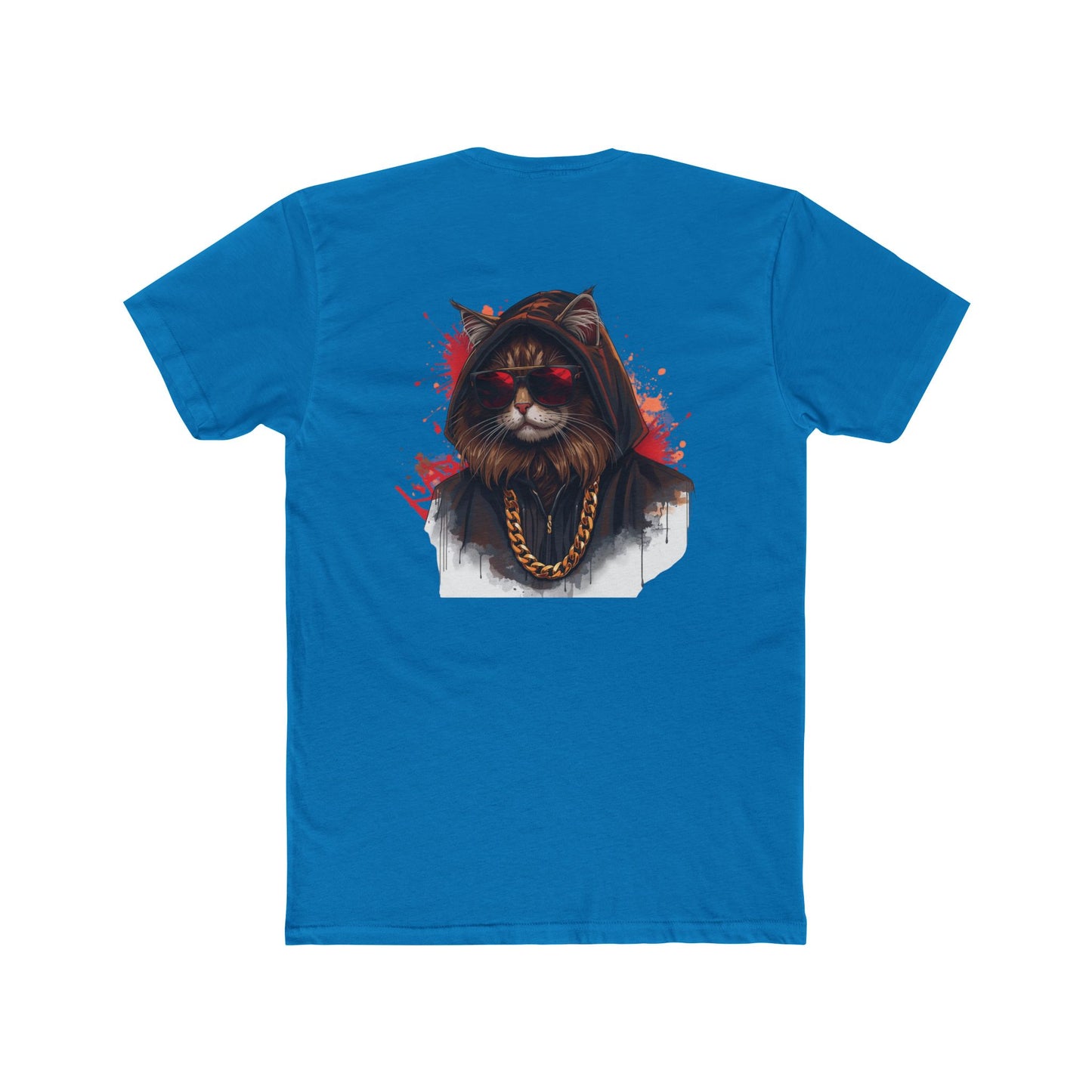 Cat Portrait Tee — Urban Streetwear Cat with Gold Chain Graphic T-Shirt