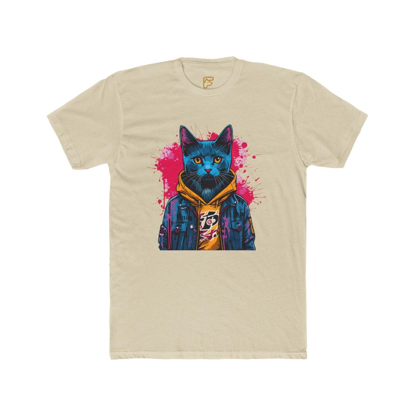 Cat Noir Streetwear T-Shirt — Blue Cat in Hoodie Graphic Tee
