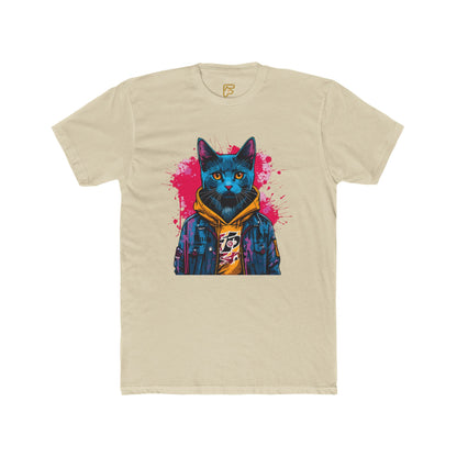Cat Noir Streetwear T-Shirt — Blue Cat in Hoodie Graphic Tee