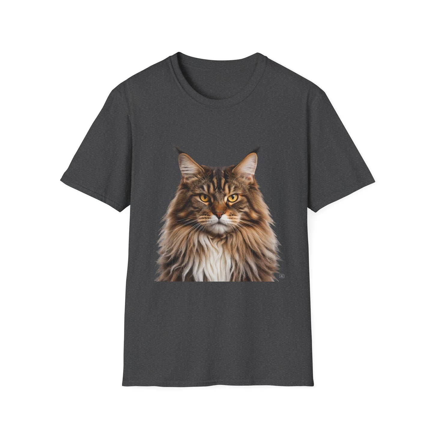 Maine Coon Cat Portrait T-Shirt — Realistic Brown Tabby Cat Tee