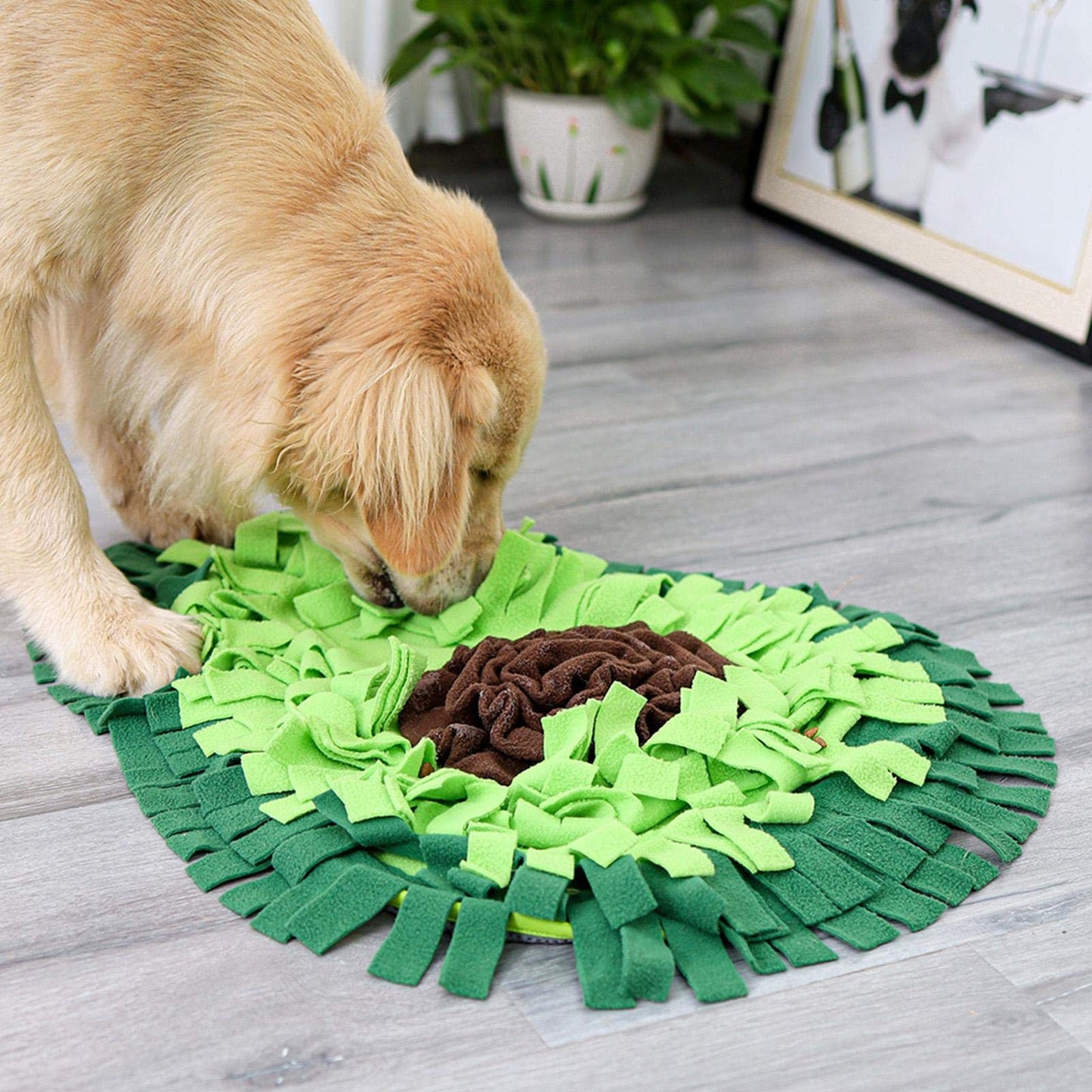 Dog Snuffle Mat Interactive Puzzle Toy – Avocado Treat Feeding Training Blanket for Stress Relief, Non-Slip & Washable (69×53cm, Green)